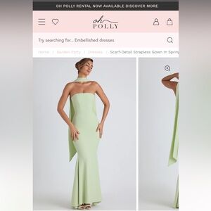IMOGENE - OH POLLY
Scarf-Detail Strapless Gown in Spring Green